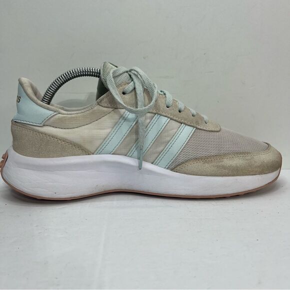 Adidas Run 70s Off White Blue Lace Up Running Shoes - Picture 4 of 8